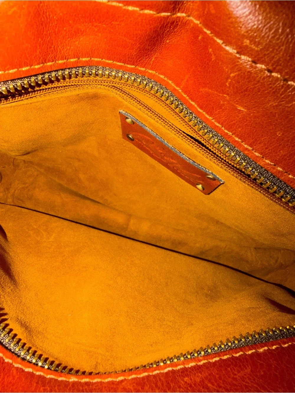 Patricia Nash Quilted Patchwork Leather Saddle Crossbody Bag Cognac - Picture 11 of 13